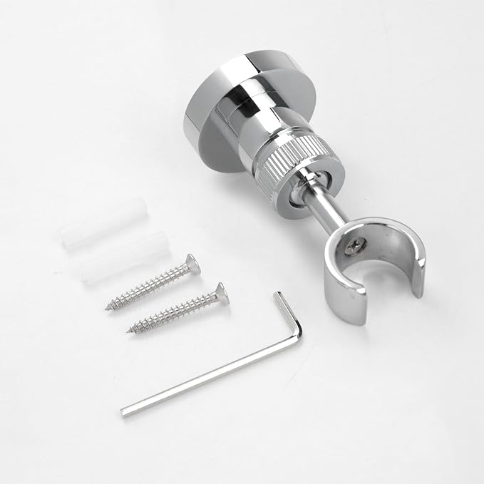 PHASAT Handheld Shower Head Holder Adjustable Solid Brass Handheld Shower Head Bracket Holder Wall Mount,Shower Wand Holder Chrome,A13023C