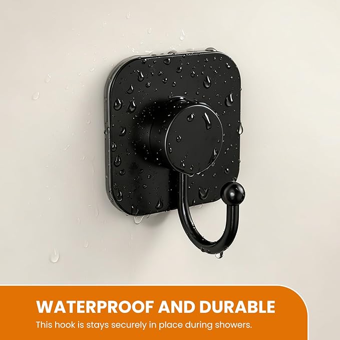 Aikzik 4 Pack Large Heavy Duty Wall Hooks - 26lb Max, Stainless Steel Adhesive Towel Hook, Shower Hooks for Hanging Towel, Coat, Robe, Wall Hook for Use in Bathroom, Kitchen and Door, Matte Black