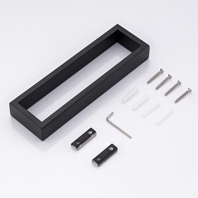 Towel Bar, 9 Inch Hand Towel Holder Wall Mount, Towel Racks for Bathroom Accessories, Stainless Steel Towel Ring Hardware (Matte Black, 2 Pack)