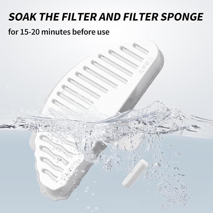 uahpet Official Water Fountain Filters Upgraded 3 Filters & 6 Sponges for 67oz/2L Automatic Pet Fountain