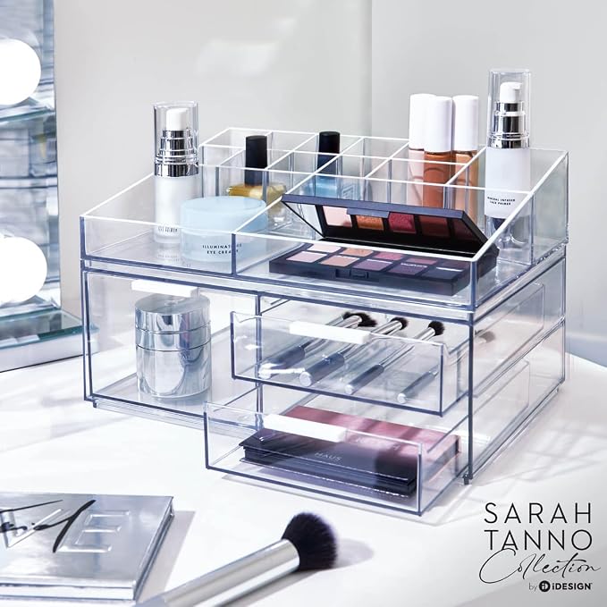 iDesign The Sarah Tanno Collection Plastic Cosmetic Organizer Station, 7-Compartment, Clear
