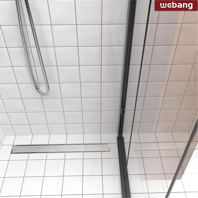 WEBANG 32 Inch Linear Shower Drain Rectangular Floor Drain with Accessories Reversible 2-in-1 Cover Tile Insert Grate Removable SUS304 Stainless Steel CUPC Certified Brushed
