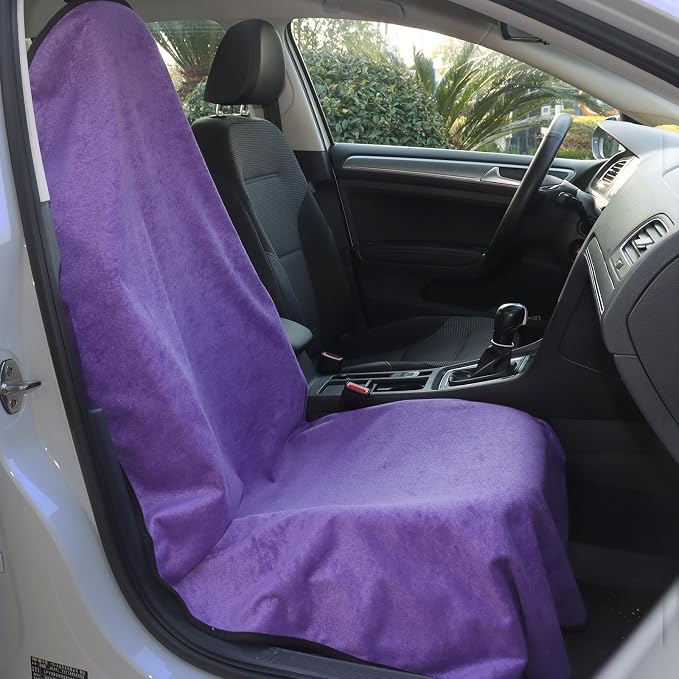 Car Seat Cover Protector Front Seats,for Gym Workout,Running,Swimming,Beach and Hiking,Waterproof Sweat Towel Bucket Seat Covers for Cars SUV Trucks (Purple, 1Pcs)