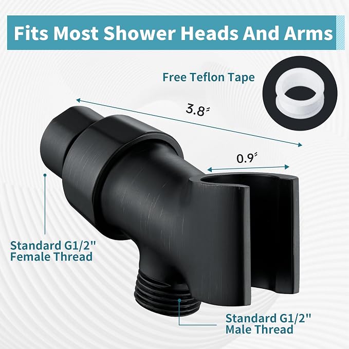 BRIGHT SHOWERS All Metal Handheld Shower Head Holder, Adjustable Shower Arm Mount with 360 Degree Rotatable Brass Ball Joint and Hose Connector, Universal Wall Hook Bracket, Oil Rubbed Bronze