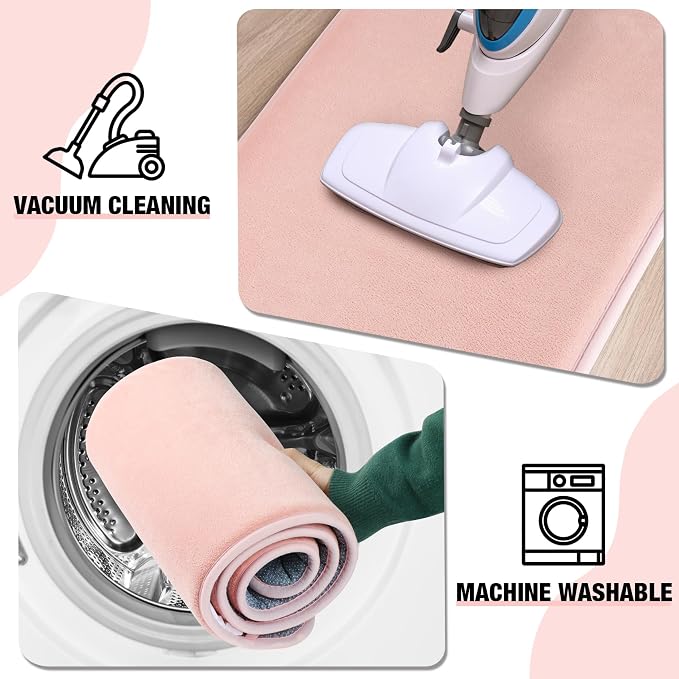Pink Memory Foam Bath Mat Long 24x60 Bathroom Runner Rug Non Slip Washable | Soft Absorbent Microfiber Bathroom Carpet Thin Bathrug