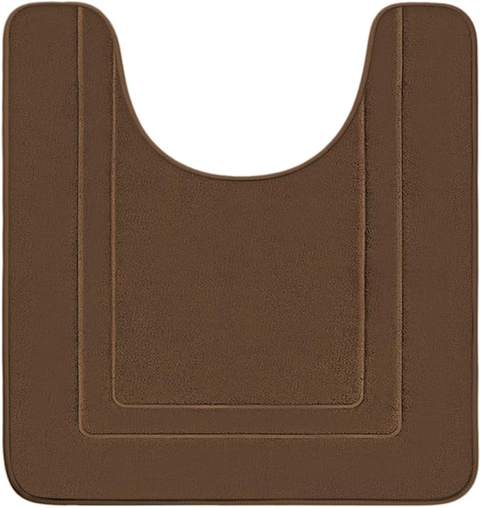Cupic Cupid Memory Foam Bath Mat 24"×20", U-Shaped Bathroom Rugs, Brown | Soft Touch, Cushioned Comfort, Non Slip Bathroom Mat, Super Absorbent & Quick Dry, Machine Washable for Shower, Tub & Vanity
