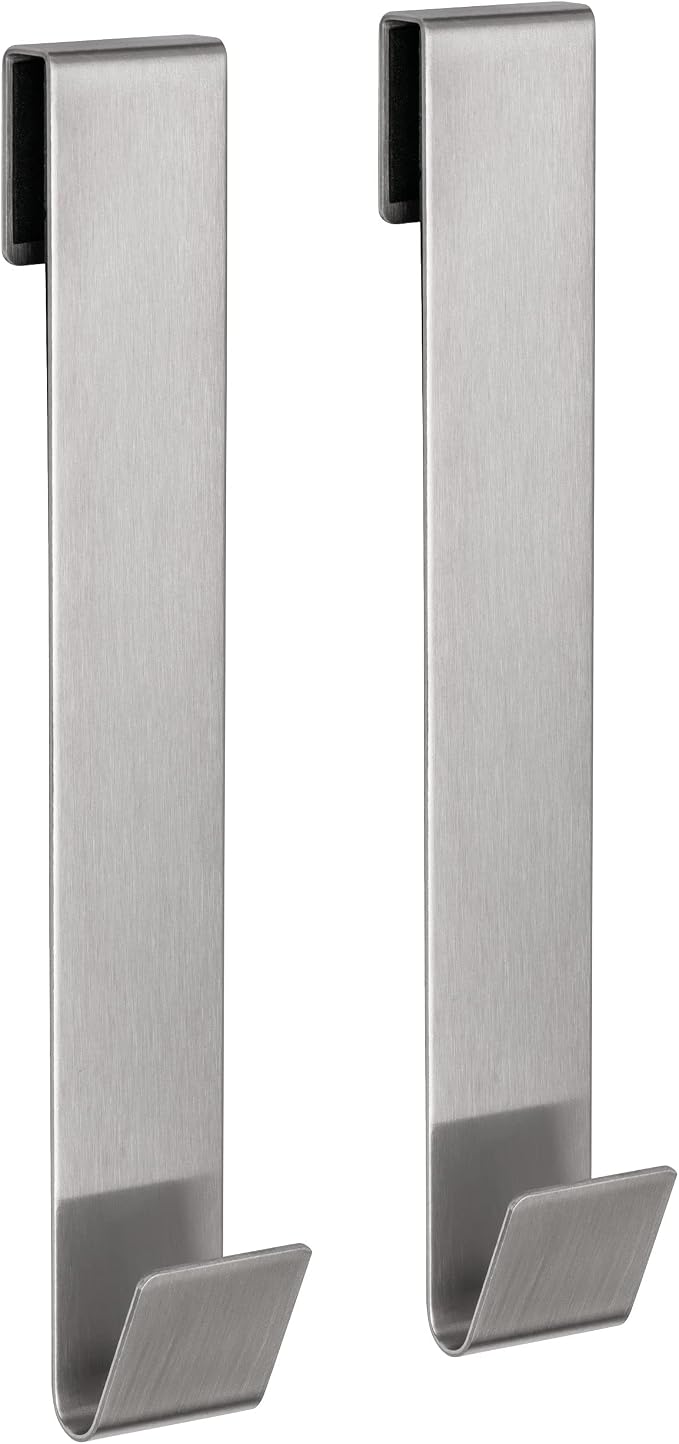 8" Shower Hooks, Silver, 2 Pack - Shower Towel & Door Hook for Frameless Glass Door (3/8" / 10mm)