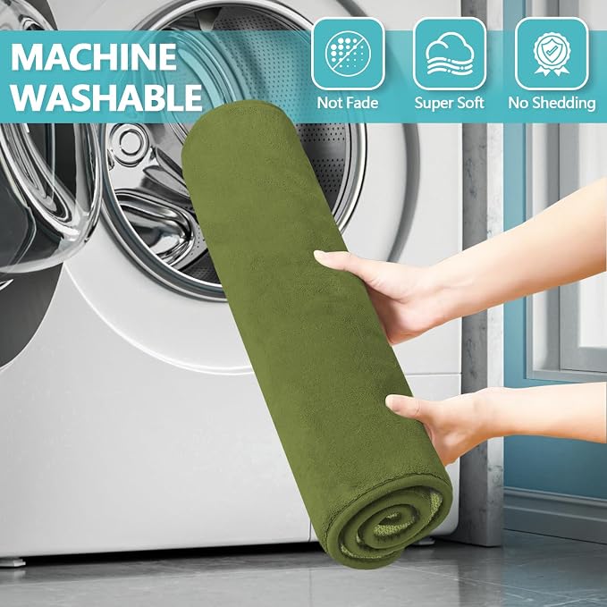 Green Bathroom Set Extra Soft Memory Foam Bath Mat Sets 3 Piece Non Slip Absorbent & Dry Living Mat Sets Washable Bath Carpets with Toilet Rug,Bath Rugs for Bathroom,Tub,Shower,Kitchen,Bedroom