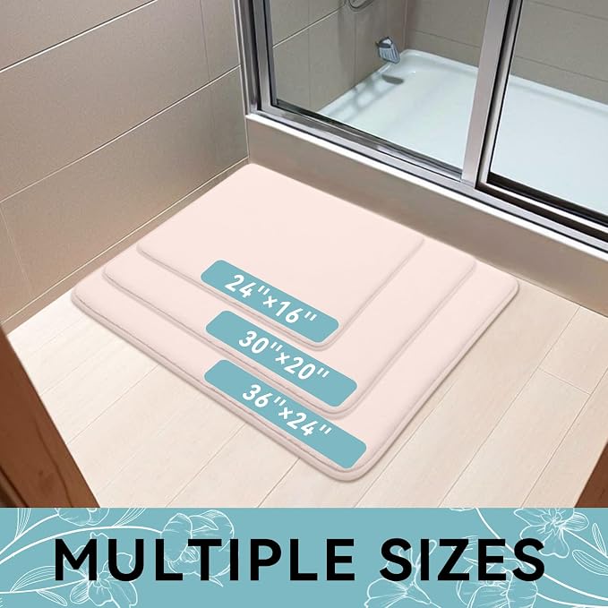 Smiry Memory Foam Bath Mat 70x24, Extra Soft and Absorbent Bathroom Rugs | Pink, Quick Dry Machine Washable Non-Slip Bath Mat for Bathroom Floor, Shower and Tub