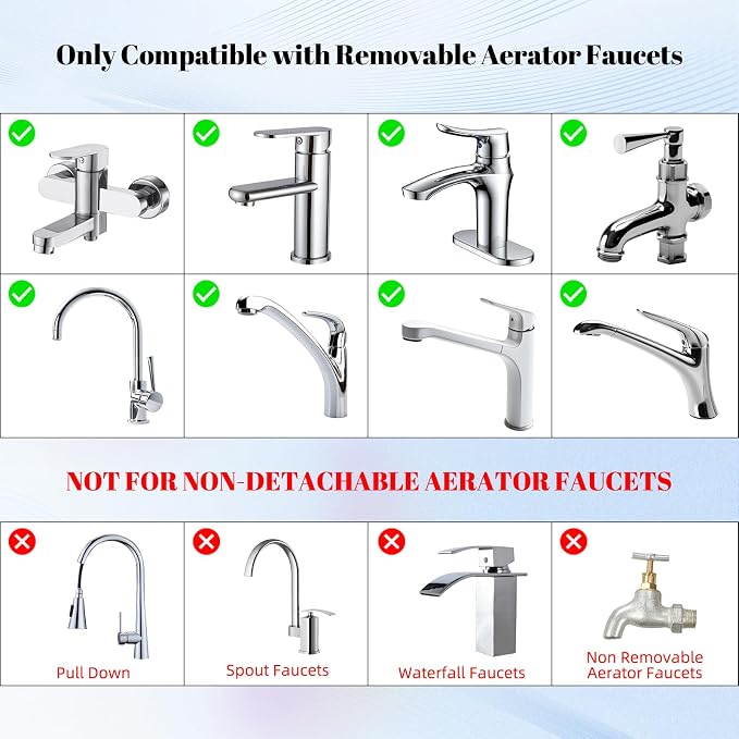Hibbent NSF/ANSI/CAN 61 Certified Dual-function Faucet Aerator, CUPC Certification Big Angle Rotate Kitchen Sink Aerator 360 Degree Swivel Sink Sprayer Attachment-55/64 Inch Female Thread-Chrome