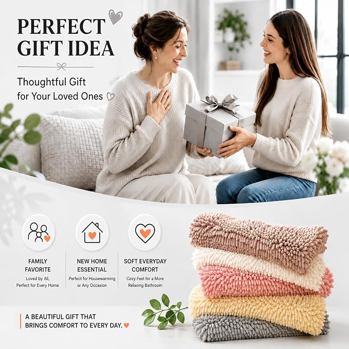 Bathroom Rugs Sets 2 Piece,Super Absorbent Soft,Thick,Machine Washable Chenille Bath Mat,Non Slip Toilet Floor Rug,Bath Mats for Bathroom,20x32 Plus 20x20 U Shape,Coffee
