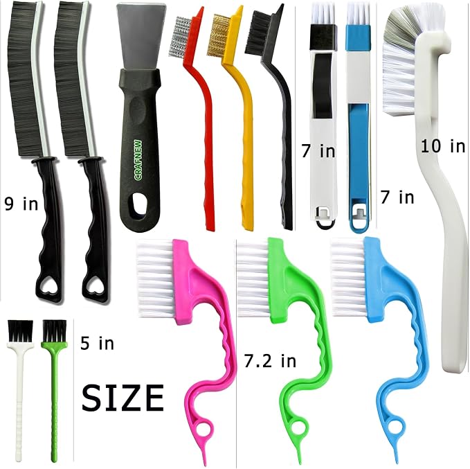 CRAFNEW 14Pcs Small Crevice Cleaning Brush Set, Groove Gap Cleaning Tool | Ideal for cleaning kitchens, bathrooms, corners, sinks, doors, window tracks and cups