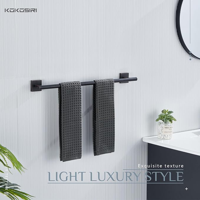 KOKOSIRI Bathroom Towel Bar Bath Towel Holders for Toilet Kitchen Cabinet Wall Mount 24 Inch, 2 Pack Oil Rubbed Bronze Stainless Steel B4005ORB-L24-P2