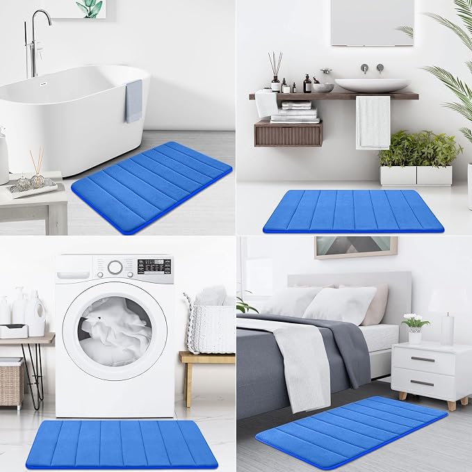 Buganda Memory Foam Bath Mat 24 x 16, Ultra Soft Absorbent Bathroom Rugs | Royal Blue, Machine Washable Quick Dry Bath Mats for Bathroom Floor, Shower and Tub, Home Decor Accessories