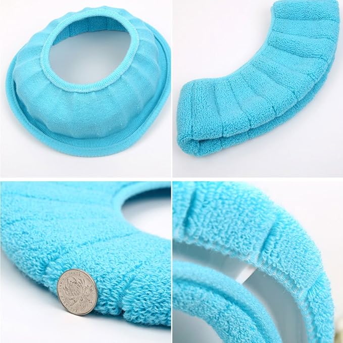 Toilet Seat Covers for Bathroom - 3PCS Soft Thicker Warmer Padded Cloth Covers, Washable Stretchable Bathroom Toilet Seat Cover Lid Warmers, Toilet Cover Warm Seat Pads (Blue Gray Green)