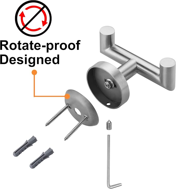 Towel Hooks For Bathrooms, Brushed Nickel Towel Hook For Kitchen Bathroom, SUS304 Stainless Steel Coat Hook, Heavy Duty Double Holder Robe Hooks For Hanging Towels,Coats,Clothes,Wall Mount, 4 Pack