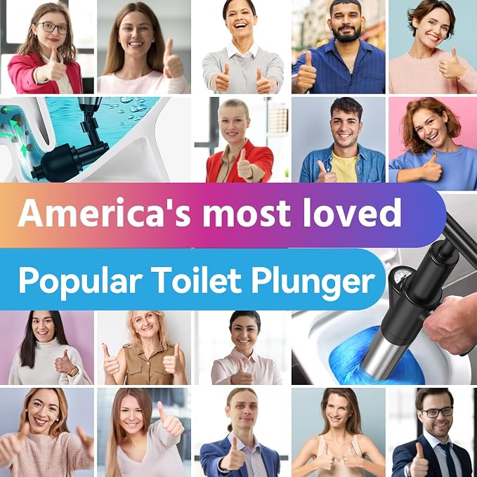 Toilet Plunger, Upgraded High Pressure Toilet Plunger Air Plungers Sink Plunger with Visual Barometer, Stainless Steel Air Drain Blaster, Powerful Drain Clog Remover for Bathroom,Kitchen,Clogged Pipe