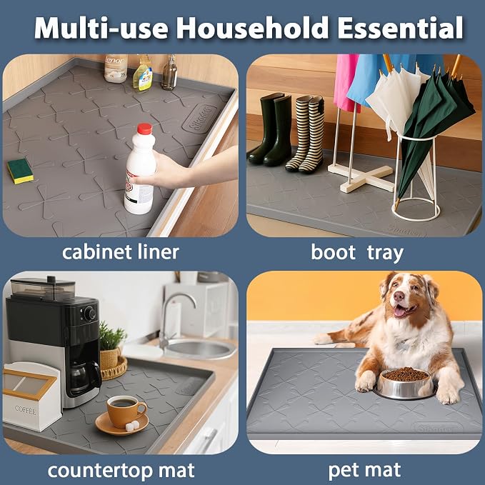 SIKADEER 25" x 19" Under Sink Mat Waterproof, Silicone Mat Kitchen Drawer Shelf and Cabinet Liner, Sink Protector for Kitchen Organizers and Storage, Boot Tray Pet Food Mats