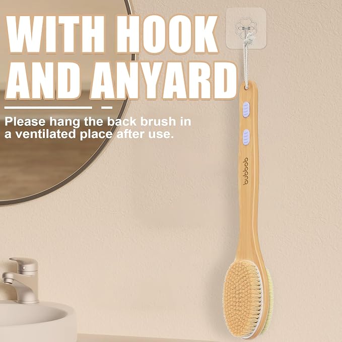 Back Scrubber for Shower,Bath Brush with Long Handle,Men and Women (2 Pack) | Bath Brush Body Exfoliator for Wet or Dry Brushing