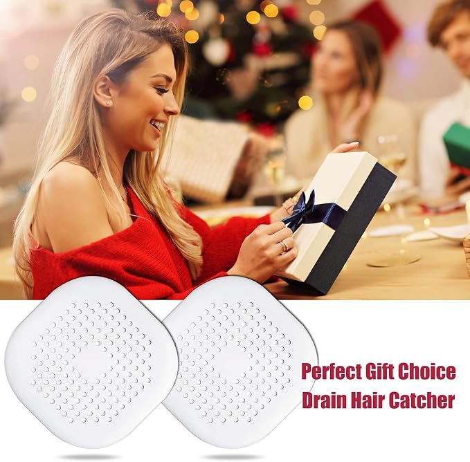 Bovinde Hair Drain Catcher,Square Cover for Shower 4 Pack (Pure White) | Drainer Cover Silicone Hair Stopper with Suction Cups,Protector Accessories,Easy to Install Suit for Bathroom,Bathtub,Sink