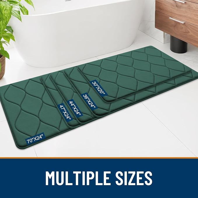 Smiry Memory Foam Bath Mat 59x24, Ultra Soft Absorbent Bathroom Rugs | Hunter Green, Plush Quick Dry and Machine Washable Cushion Bath Mats for Bathroom, Shower, Tub & Home Decor