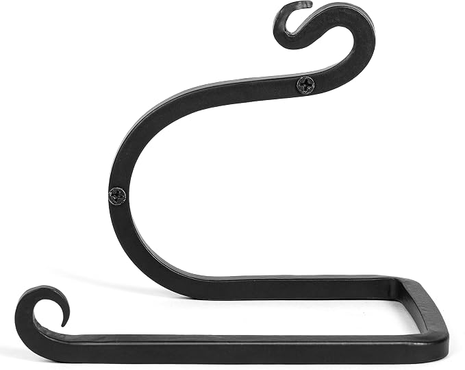Blacksmith Handmade Toilet Paper Holder - Wrought Iron Rustic Wall Mount Tissue Holder for Bathroom, Toilet Paper Roll Holder for Farmhouse Style Homes & Vintage Houses - Black, 6 x 4.4 Inches