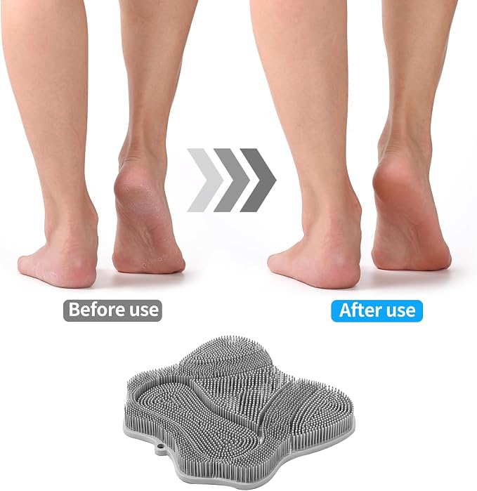 2PACK Shower Foot Scrubber Mat,Wall Mounted Back Scrubber Silicone Bath Massager Cushion Brush with Non-Slip Suction Cups,Foot Scrubber for Use in Shower for Improve Skin Exfoliation