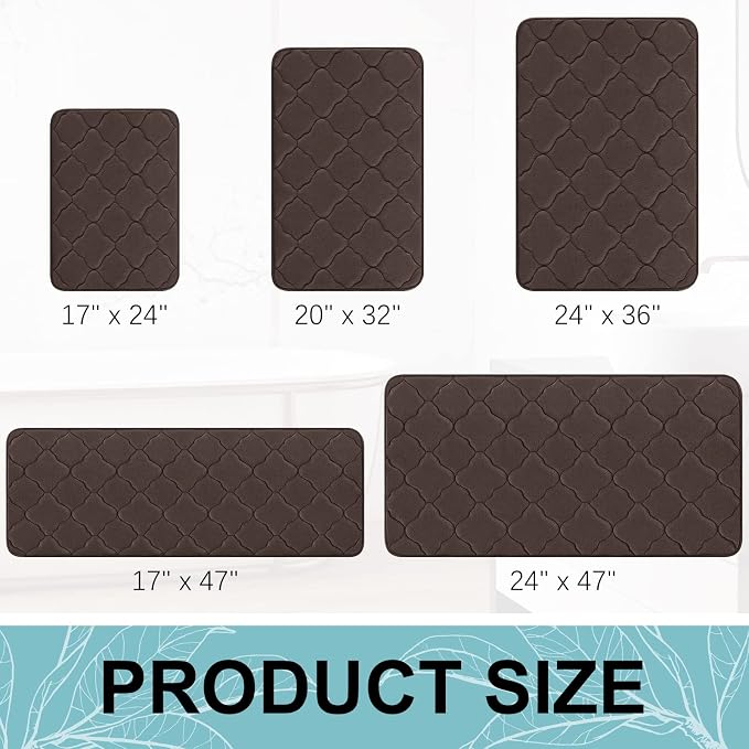 OLANLY Memory Foam Bath Mat Rug 36x24, Ultra Soft Bathroom Rugs, Brown | Thick Absorbent Carpet, Non-Slip Backing, Machine Washable, for Bathroom Floor, Tub, Shower and Home Decor Accessories