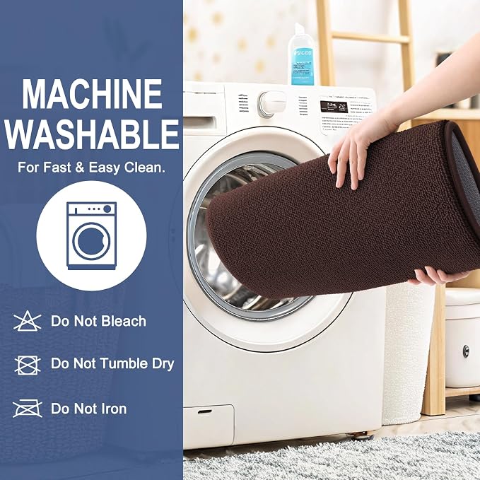 OLANLY Memory Foam Bathroom Runner Rugs 50x30, Absorbent Long Mat, Brown | Soft Quick Dry Bath Rugs, Non-Slip Carpet, Machine Washable Mat for Bathroom Floor, Tub and Shower, Home Decor Accessories