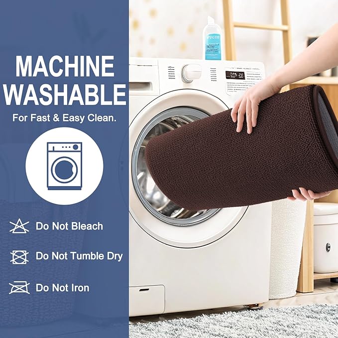 OLANLY Memory Foam Bathroom Runner Rugs 47x17, Absorbent Long Mat, Brown | Soft Quick Dry Bath Rugs, Non-Slip Carpet, Machine Washable Mat for Bathroom Floor, Tub and Shower, Home Decor Accessories