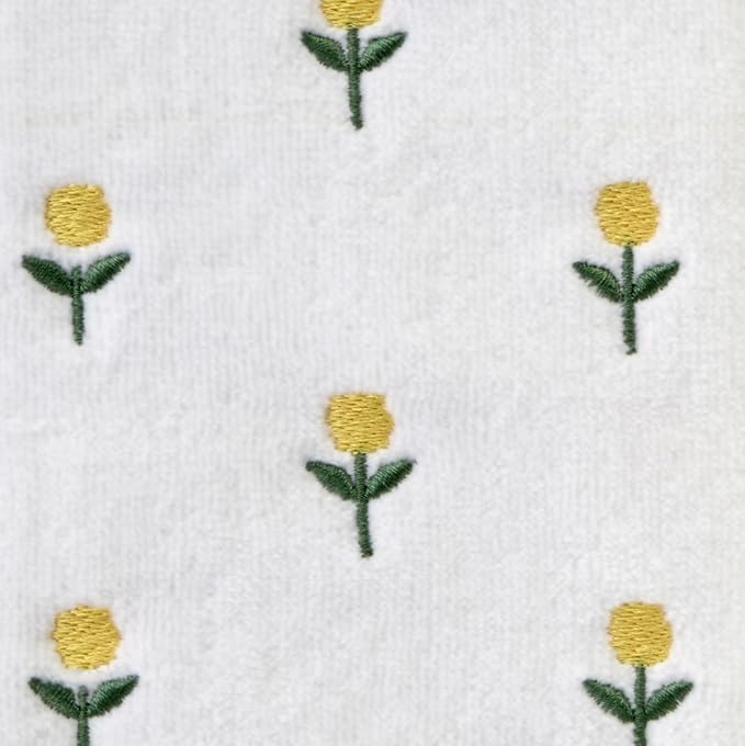 SKL Home Staggered Blossoms Hand Towel Set-2pc, 100% Cotton, White | Soft velour with decorative embroidery. For use in the bathroom, kitchen, bar or any sink space & makes a great gift.