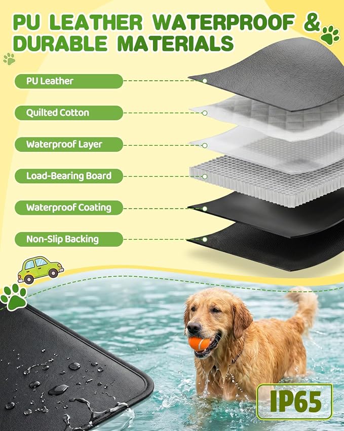 Dog Car Seat Cover, 600D Heavy Dute Car Seat Cover for Dogs Pets,100% Waterproof Anti-Scratch Nonslip Dog Hammock for Cars, Seat Covers Protector with SeatBelt for Sedan SUV Truck XLPRO Hard LEA-Dark