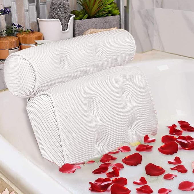 AYANG Bath Pillow for Bathtub, Bath Pillows for Tub with 4D, Non Slip Bath Neck Spa Pillows Headrest Cushion for Back, Bath Pillow Fit Hot Tub, Easy to Wash, Spa Gifts Bathtub Accessories