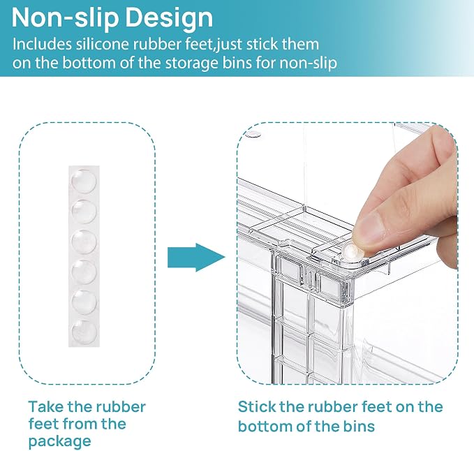 Vtopmart 3 Pack Stackable Storage Drawers, Easily Assemble Clear Plastic Organizer Bins, 1 Wide Drawer and 2 Medium Drawers for Pantry, Kitchen Cabinet, Bathroom, Closet Organization and Storage