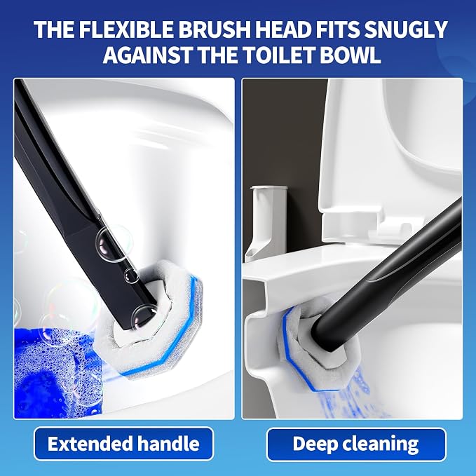 Disposable Toilet Brush - Toilet Bowl Cleaner, Toilet Cleaning Supplies, Toilet Brush with Holder, Toilet Bowl Cleaner Wands,40 Refills for Toilet Cleaning and Hygienic Bathroom Maintenance