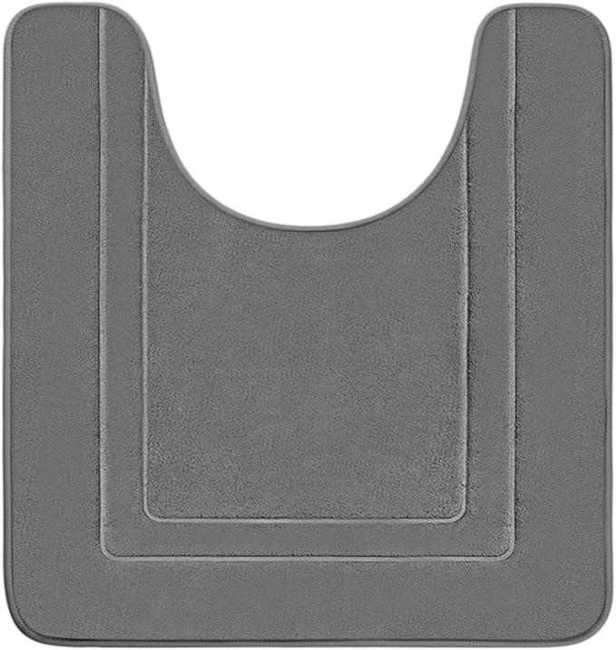 Cupic Cupid Memory Foam Bath Mat 24"×20", U-Shaped Bathroom Rugs, Deep Gray | Soft Touch, Cushioned Comfort, Non Slip Bathroom Mat, Super Absorbent & Quick Dry, Machine Washable for Shower, Tub & Vanity