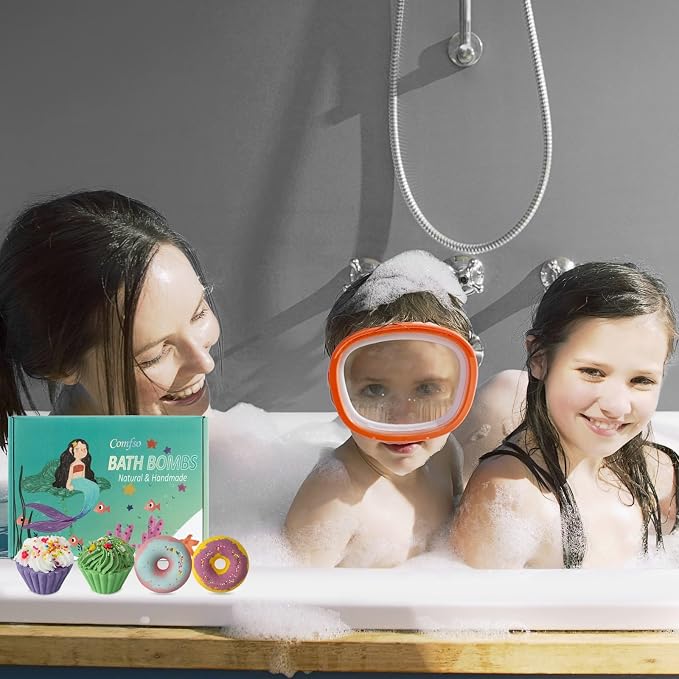comfso Bath Bombs for Kids, 10 Bath Bomb Gift Set, Natural Bubble Bathbombs | Shea Butter Dry Skin Moisturize, Fizzy Spa Bath for Her Mom Women Kids Girls Girlfriend, Birthday Gifts