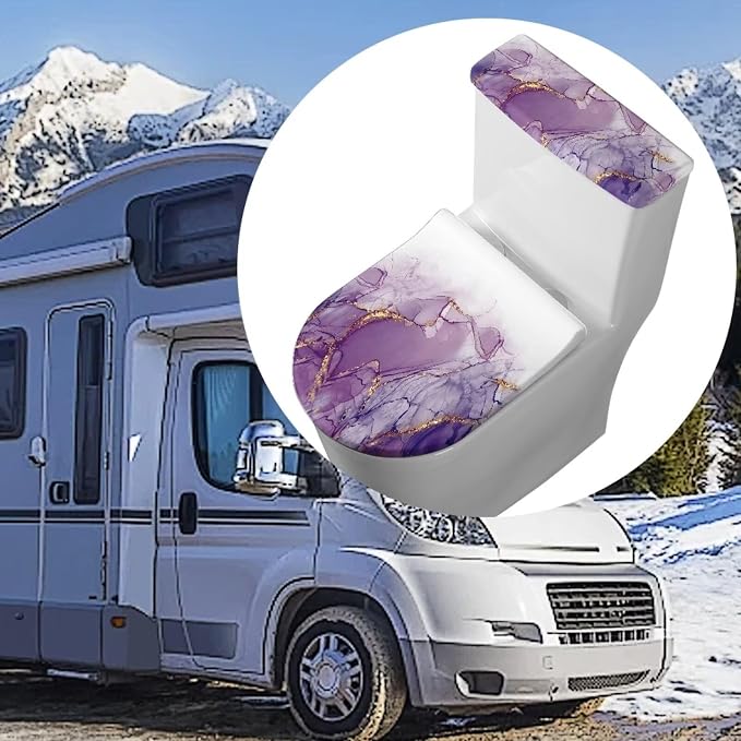 Purple Marble Toilet Lid Covers for Bathroom Set Toilet Covers Elongated Comfortable 2-Piece Bathroom Gifts