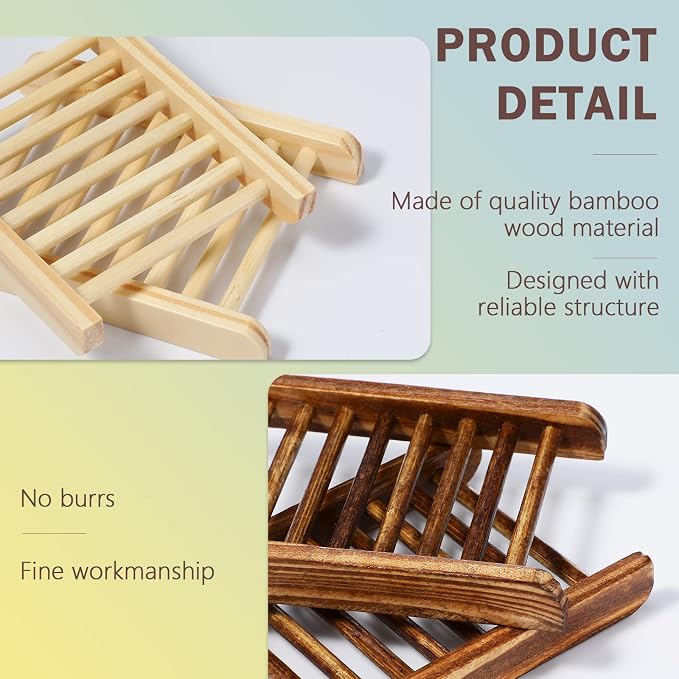 Honeydak 30 Pcs Bamboo Wood Soap Holder Wooden Soap Dish Tray Bathroom Wooden Sponge Case Handmade Bathtub Shower Dish Accessories for Home Sponge Scrubber(Natural Color, Charcoal)