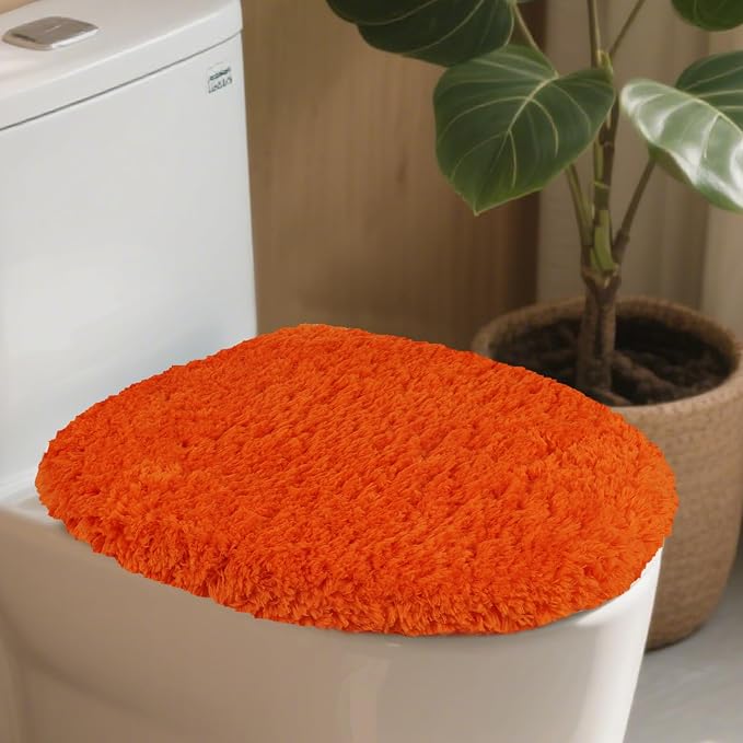 Soft Microfiber Toilet Seat Cover 17.5" x 15" Machine Washable | Solid Toilet Lid Cover Adjustable Rubber Backing Fits Most 16 -17.5" L x 14-16" W Round Oblong and Elongated Toilet Seat