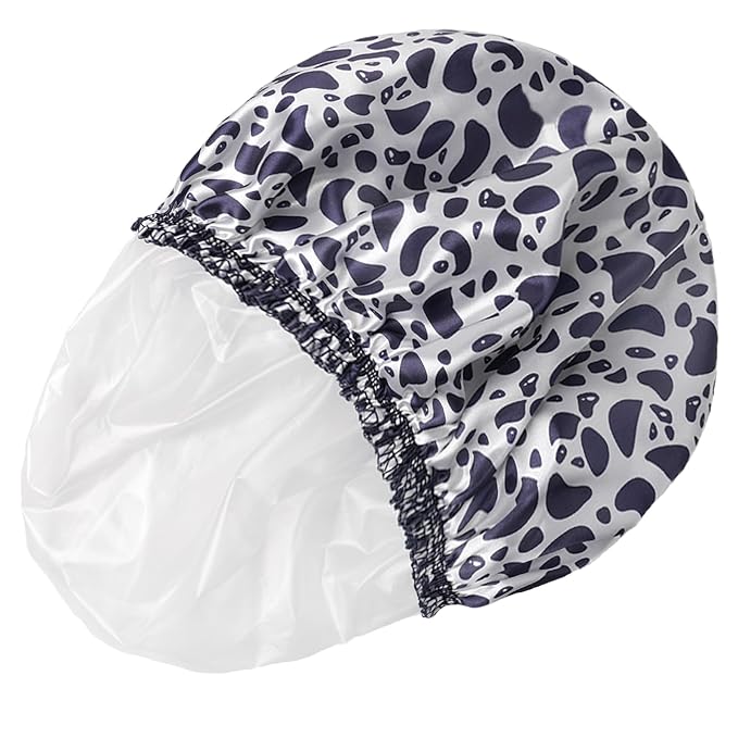 Shower Caps for Women, 4 PCS Reusable Waterproof Bath Cap | Double Layer, Washable, Wide Elastic Band, Holds Long Hair, Caps for Bath Accessories, Spa, Travel Home - Stone