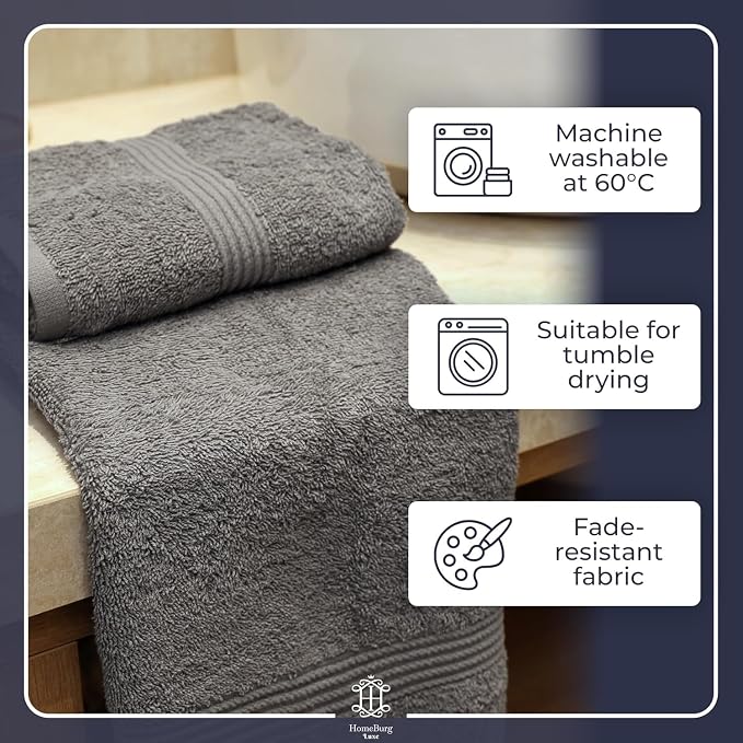 Luxe 6-Piece Hand Towel Set – Soft & Absorbent Cotton, Hotel Quality, Quick-Drying, Easy Care,16 x 28 in (Stone Grey)