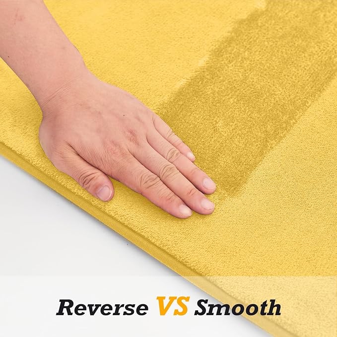 HUXMEYSON Bathroom Rugs Sets 2 Piece, Non-Slip & Quick Dry Bath Mat Set, Ultra Soft Velvet Bath Rugs for Bathroom, Toilet and Shower Floor, Yellow