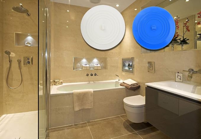 V-TOP Bath Tub Drain Stopper 2 Pack, 6 inch Silicone Drain Cover Tub Plug | Universal Flat BathTub Drain Cover Sink Stopper, Shower Drain Plug for Kitchen, Bathroom Tub Accessories and Laundry