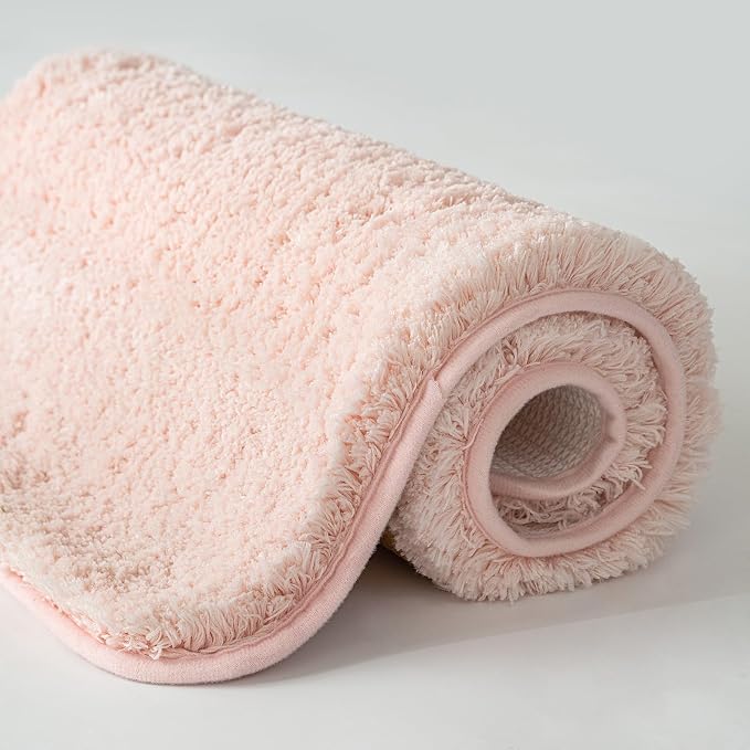 MIULEE Blush Bathroom Rugs Set 2 Piece Small Soft Bath Mats 16x24 Inch | Soft Absorbent Microfiber Bath Rugs, Non Slip, Quick Dry, Fluffy Bath Rugs for Bathroom Floor Tub Showers, Machine Washable