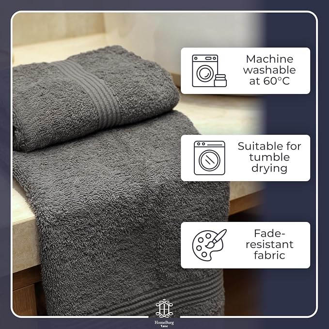 Luxe 6-Piece Hand Towel Set – Soft & Absorbent Cotton, Hotel Quality, Quick-Drying, Easy Care,16 x 28 in (Dark Grey)