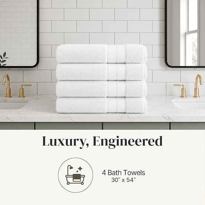 Modern Threads 4-Pack SpunLoft Bath Towel 30x54 - White