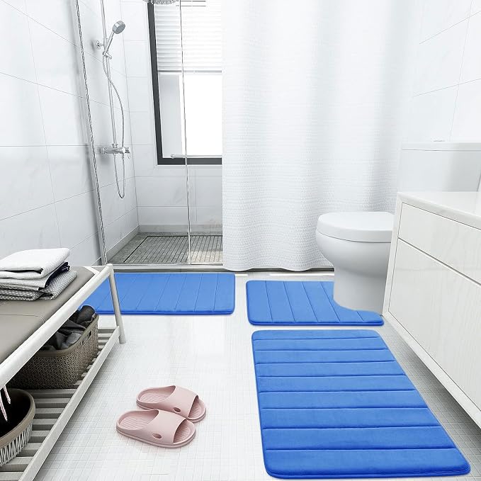 Buganda Memory Foam Bath Mat 70 x 24, Ultra Soft Absorbent Bathroom Rugs | Royal Blue, Machine Washable Quick Dry Bath Mats for Bathroom Floor, Shower and Tub, Home Decor Accessories