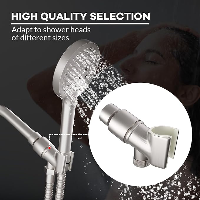 All Metal Handheld Shower Head Holder, Adjustable Shower Wand Holder with Universal Shower Arm Mount and Brass Pivot Ball, for Connecting Shower Arm and Shower Hose