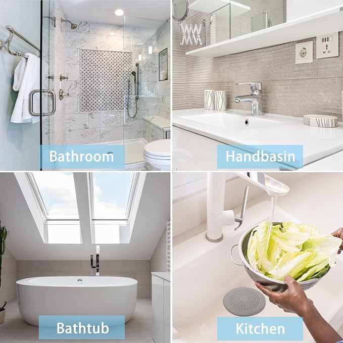 4-Pack Drain Hair Catcher Durable Silicone Hair Stopper Shower Drain Covers Easy to Install and Clean Suit for Bathroom Bathtub and Kitchen (New Black 4Pack)